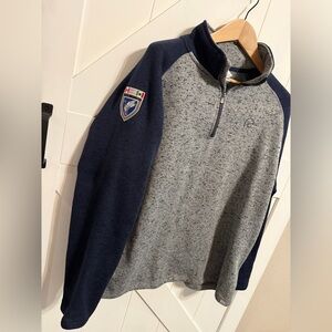 DUCKS UNLIMITED Sweatshirt Men’s XL 1/4 Zip Pullover Gray Marled Sweater Fleece